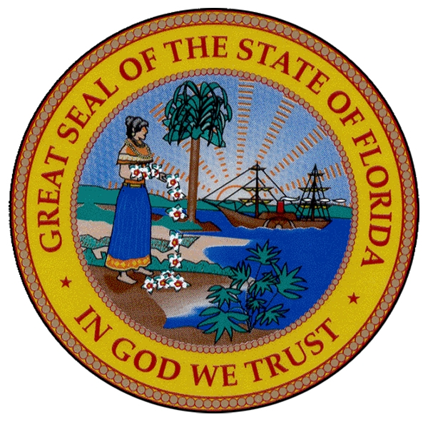 Девизы штатов. Штат Флорида герб. Герб Флориды. Герб штата Флорида США. Штат Флорида флаг.